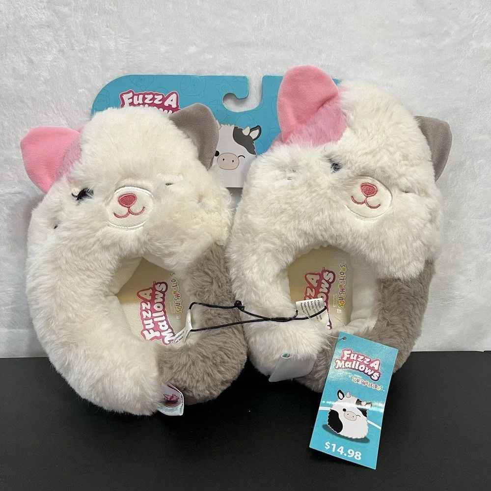 Fuzz A Mallows Karina the Kat Calico Cat Slippers Squishmallows Size 5-6 NEW
